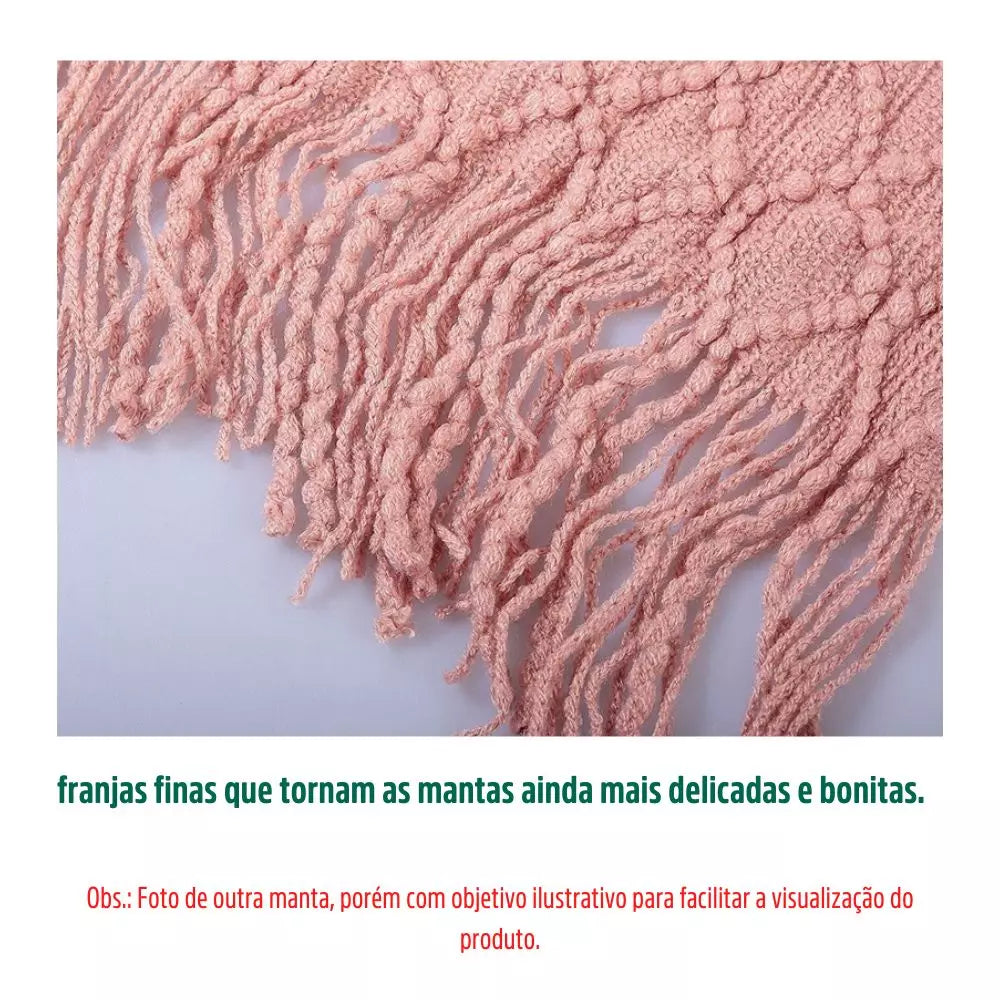 Manta Coberta Decorativa de Tricô Vermelha