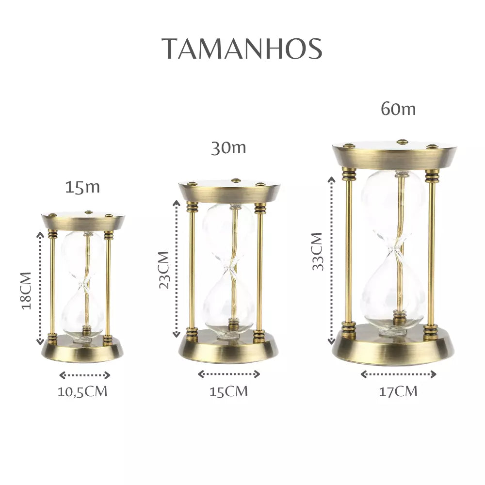 Ampulheta de Metal Decorativa Sand Timer Vintage