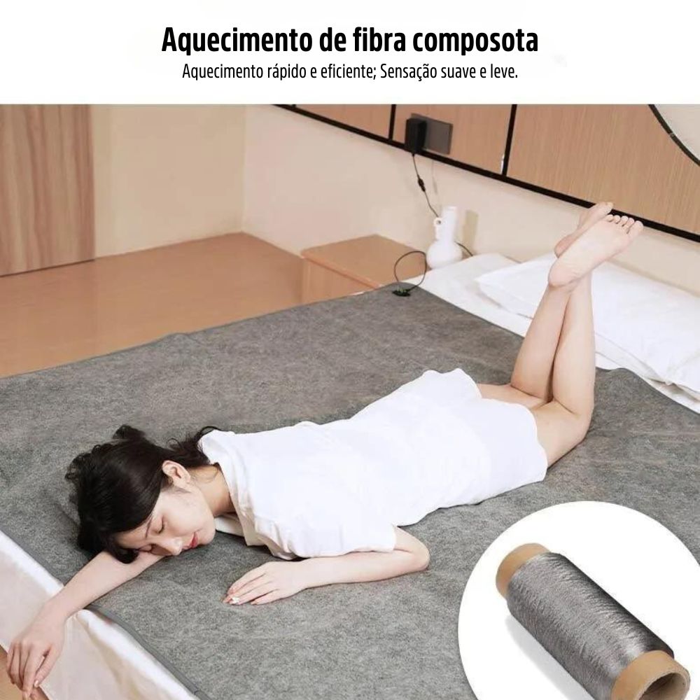 Cobertor Aquecimento Elétrico USB Recarregável Controle de Temperatura