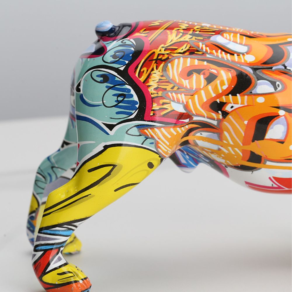 Escultura Bulldog Inglês Resina Graffiti