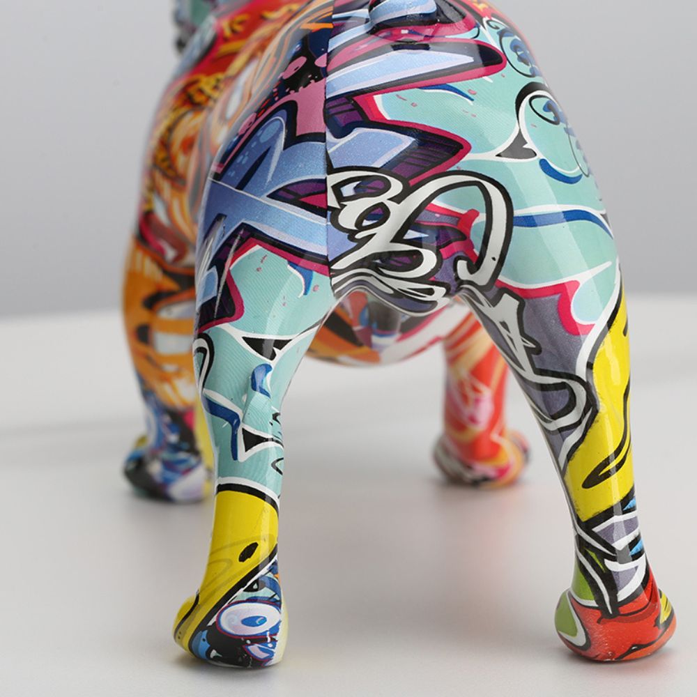 Escultura Bulldog Inglês Resina Graffiti