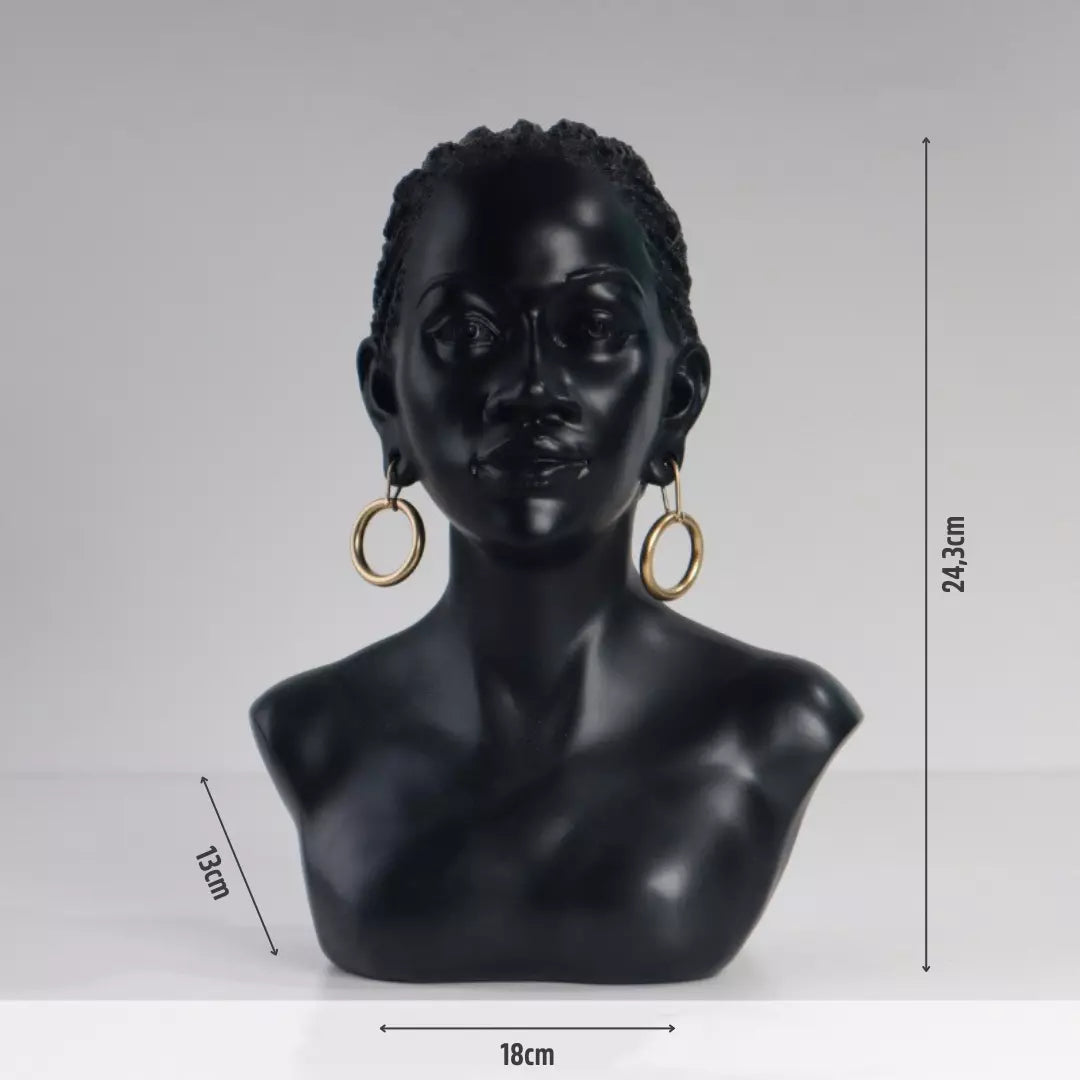 Busto Estatueta Mulher Africana Rastafari