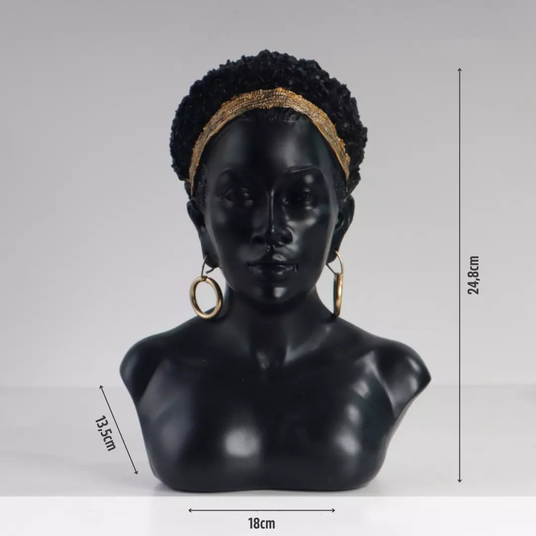 Busto Estatueta Mulher Africana com faixa