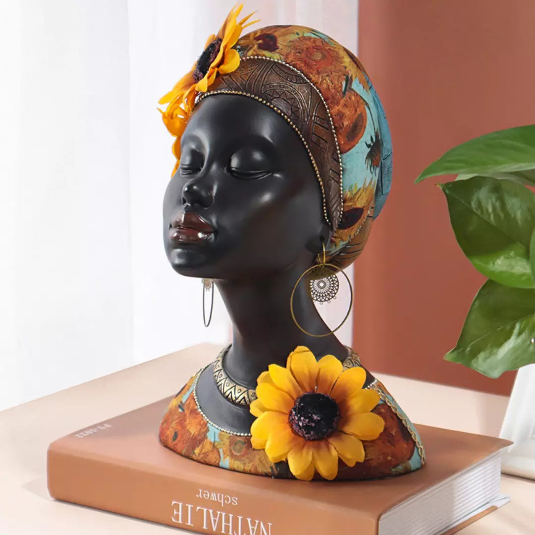 Escultura Busto Decorativo Beleza Mulher Africana Margarida