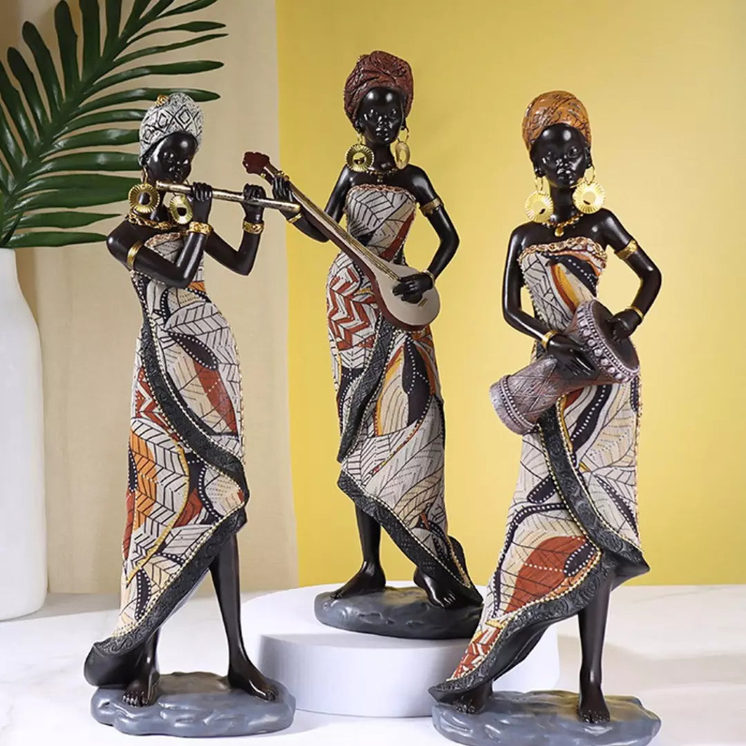 Estatuetas Decorativas Africanas Musicais