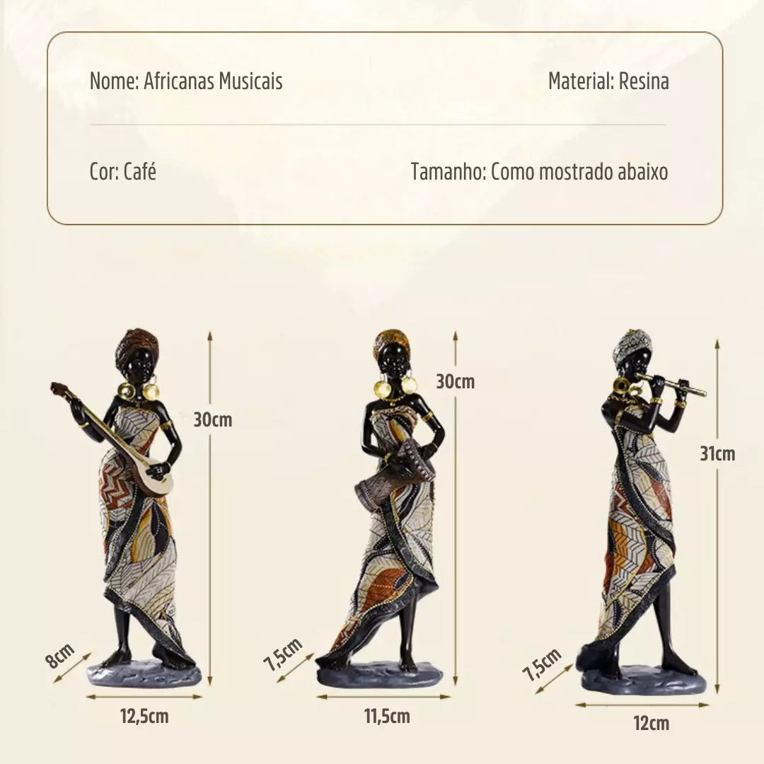 Estatuetas Decorativas Africanas Musicais