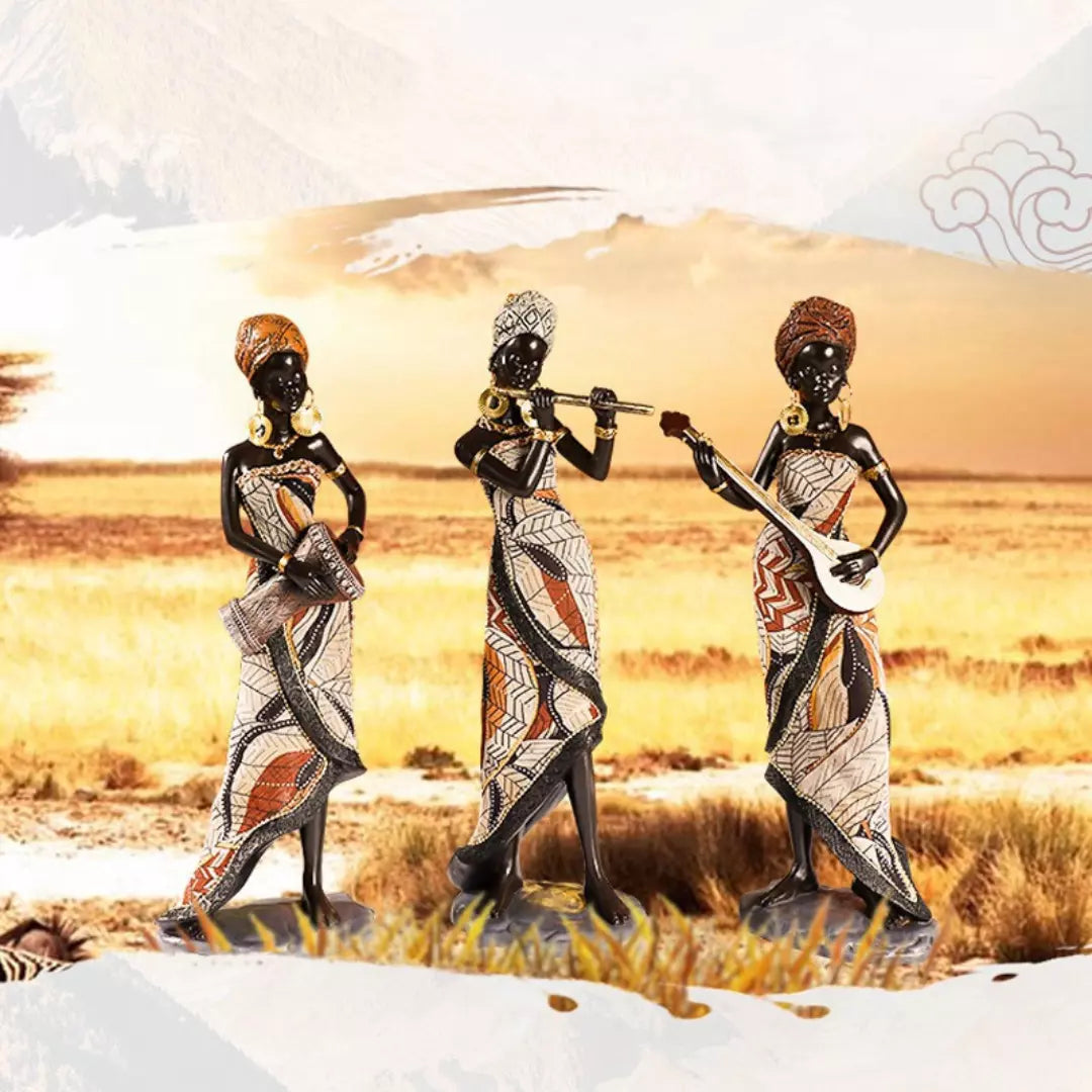 Estatuetas Decorativas Africanas Musicais