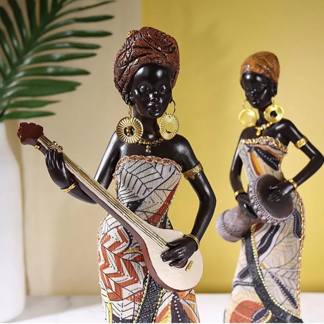 Estatuetas Decorativas Africanas Musicais