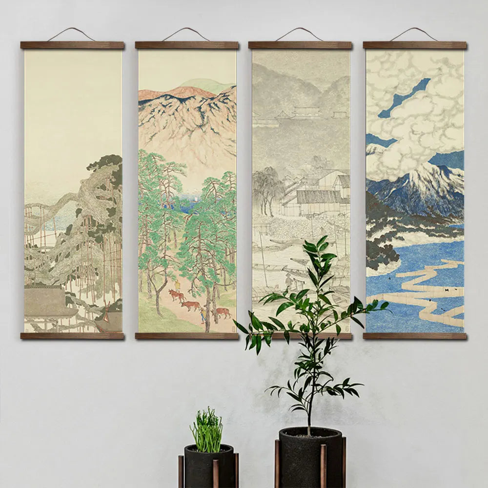 Telas Pôster Arte Japonesa As Oito Vistas de Omi