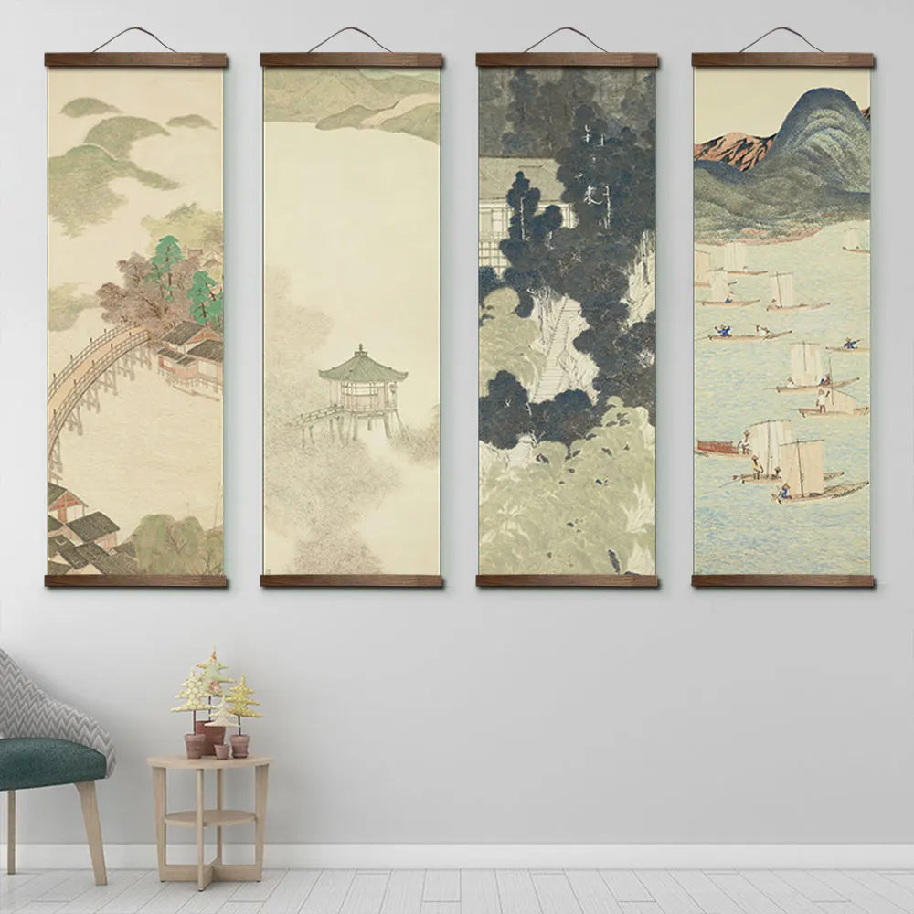 Telas Pôster Arte Japonesa As Oito Vistas de Omi