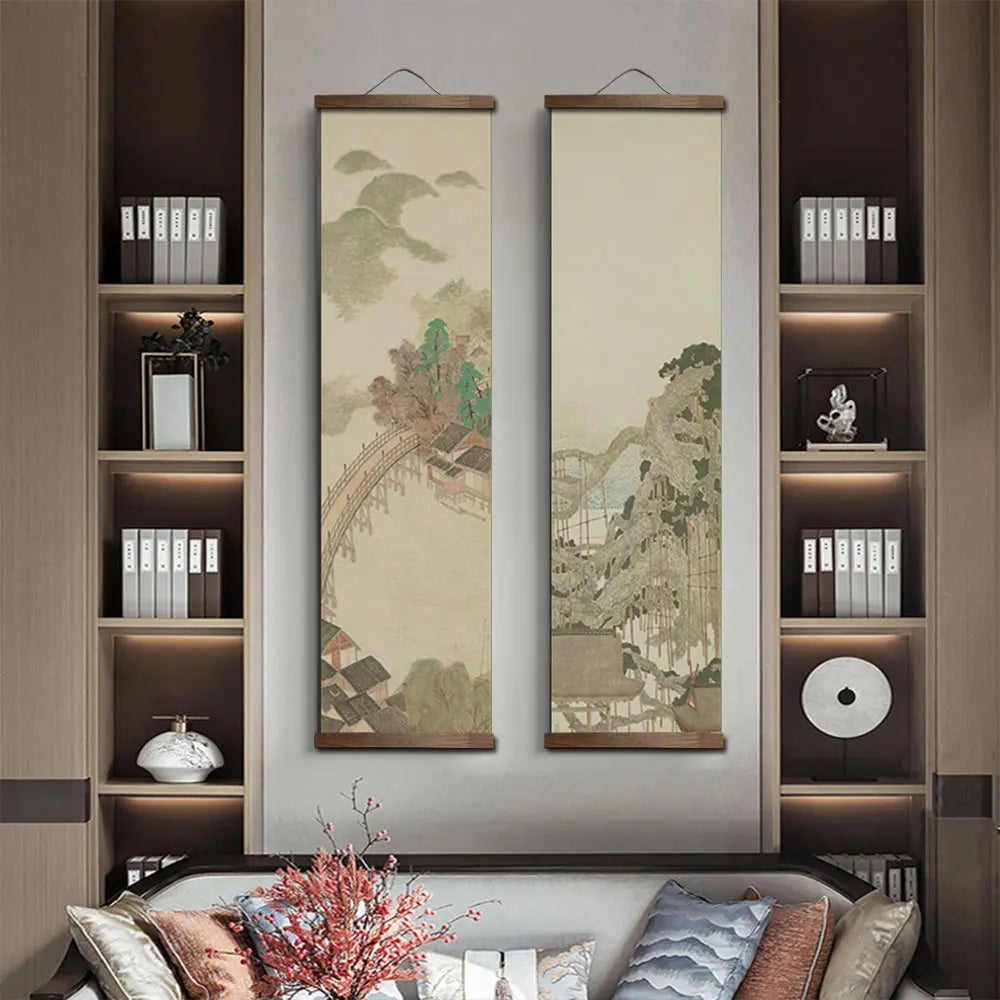 Telas Pôster Arte Japonesa As Oito Vistas de Omi