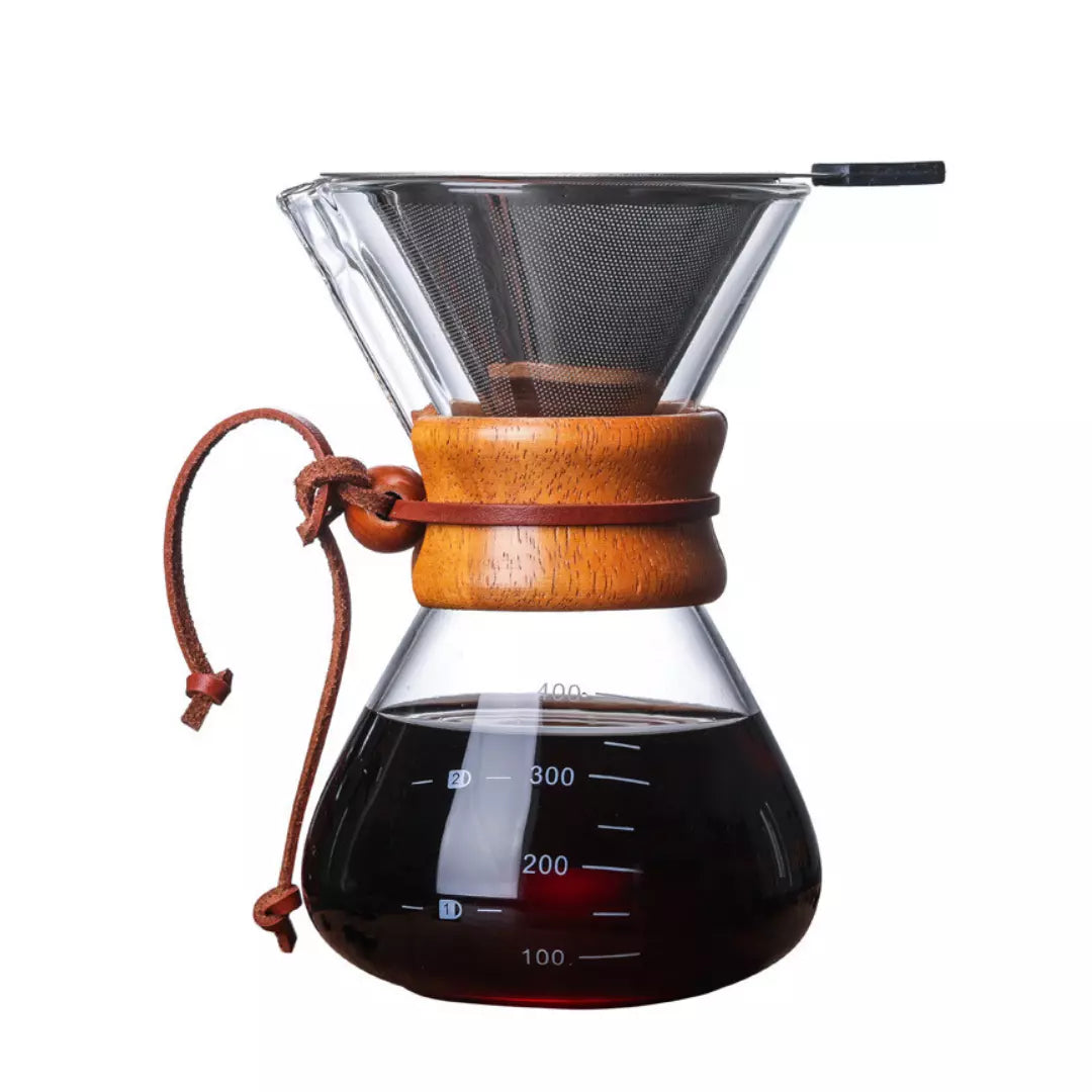 Jarra Passador de Café em Vidro com Filtro de Aço Inoxidável