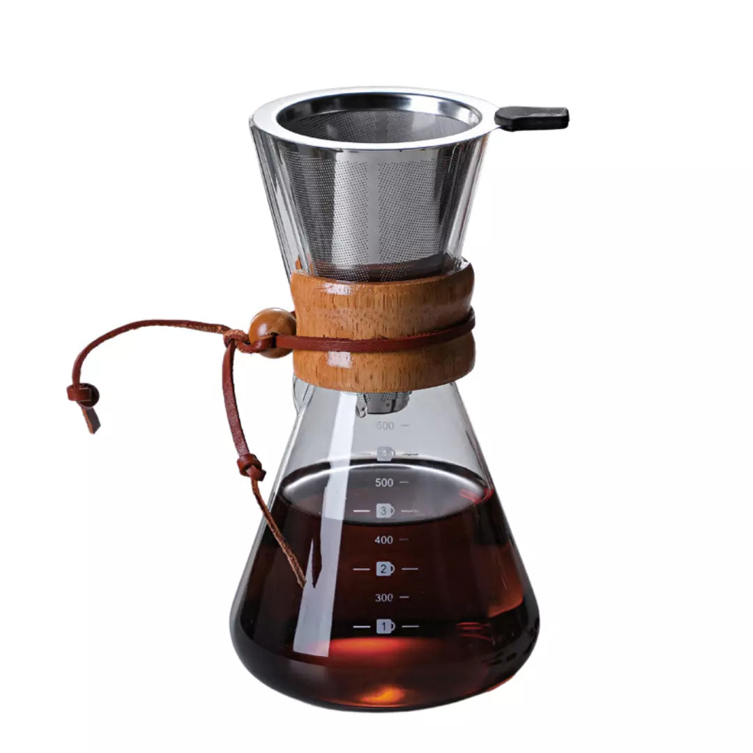 Jarra Passador de Café em Vidro com Filtro de Aço Inoxidável