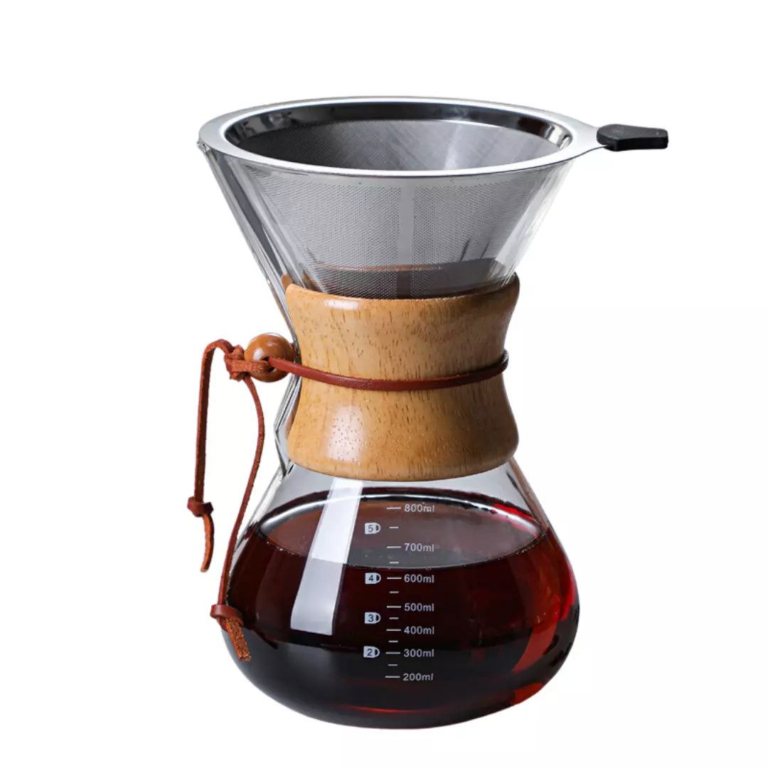 Jarra Passador de Café em Vidro com Filtro de Aço Inoxidável