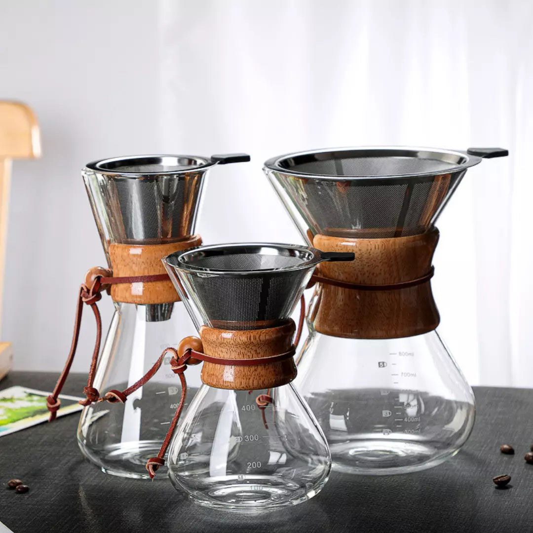 Jarra Passador de Café em Vidro com Filtro de Aço Inoxidável
