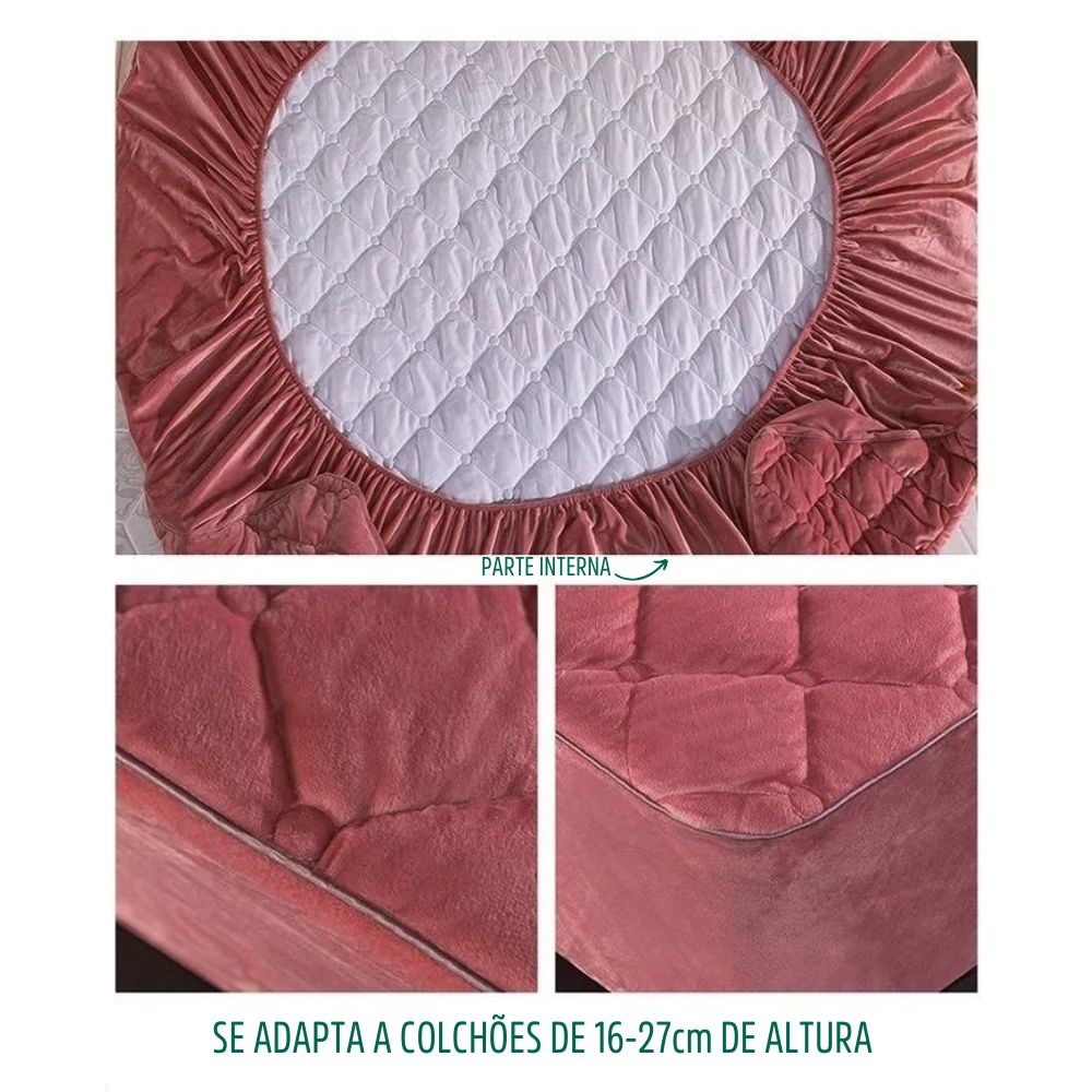 Capa de Colchão Acolchoada Plush Macia Quente