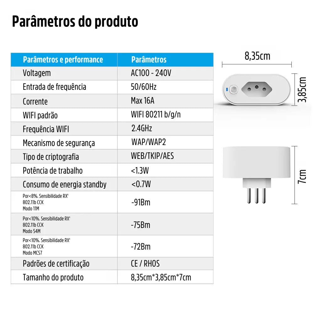 Interruptor Conector Tomada Inteligente 16A