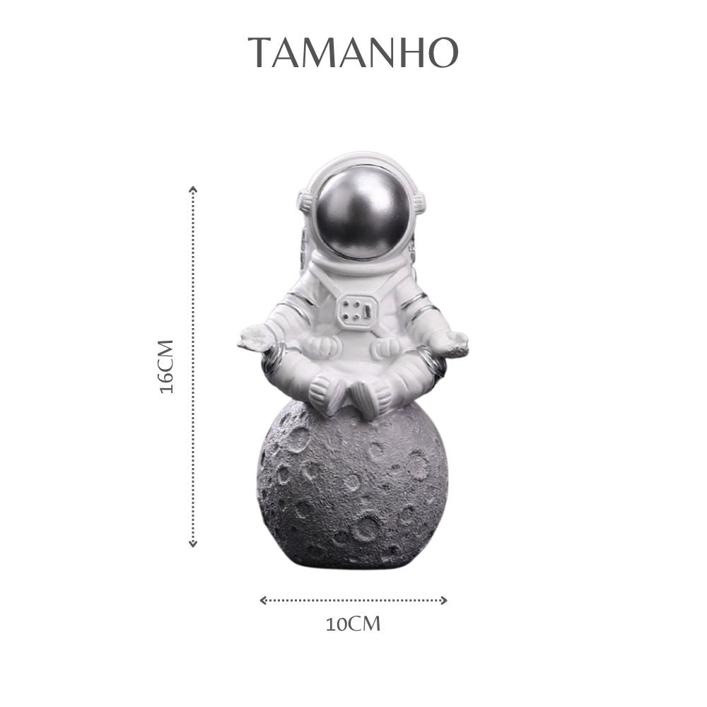 Estatueta Decorativa de Astronauta Meditando na Lua