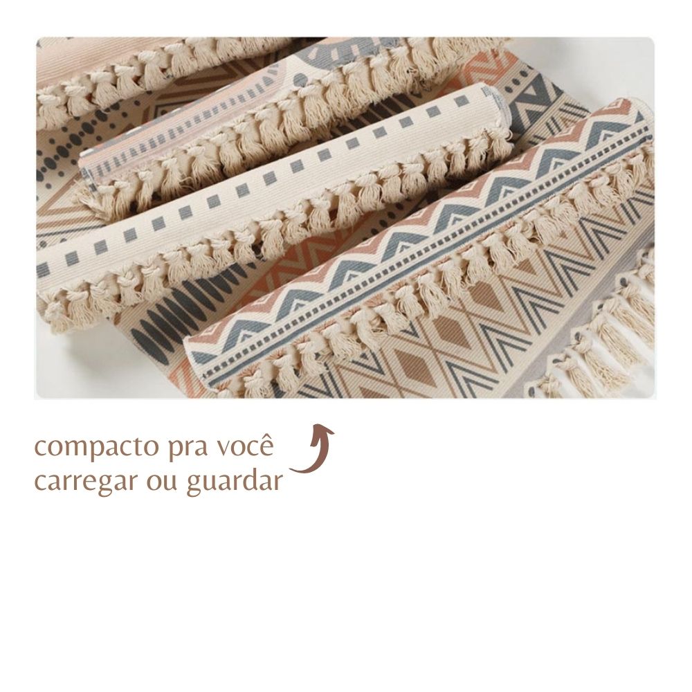 Tapete de Algodão Retangular Sala Quarto Nórdico Triângulos