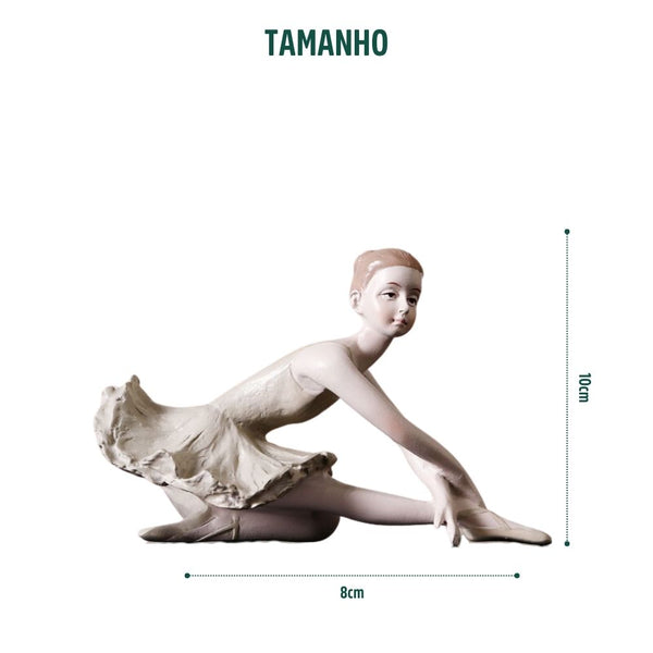 Escultura Adorno em Resina Bailarina Alongando