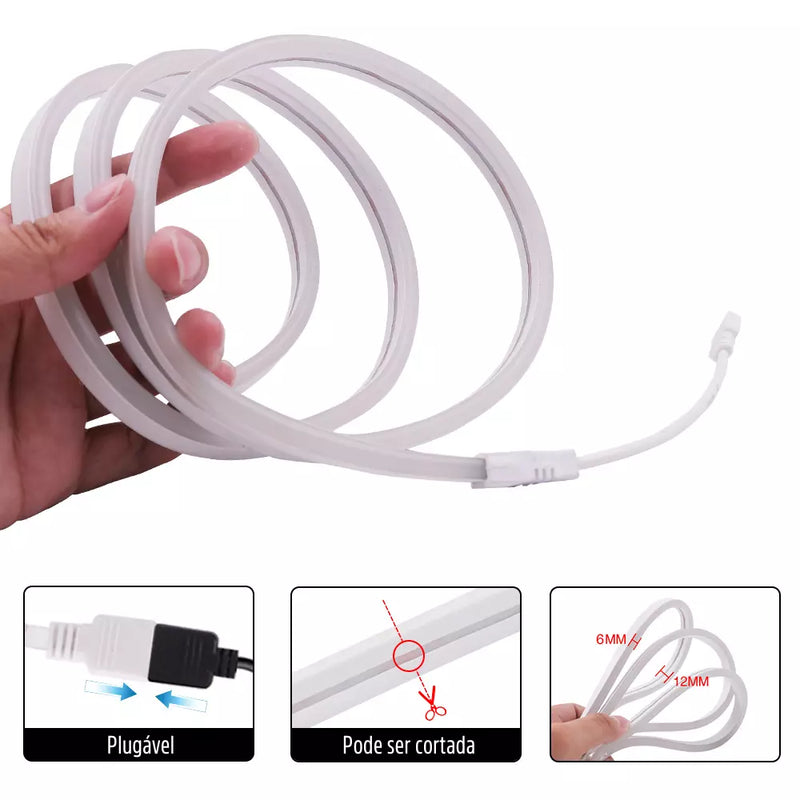 Fita LED Inteligente Flexível de Silicone RGB Wifi Impermeável