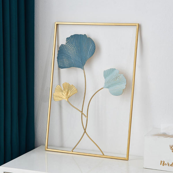 Quadro de Metal Vazado Decorativo Folhas
