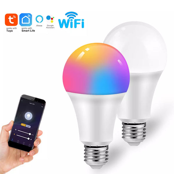 Lâmpada de LED RGB Inteligente E27 WIFI Alexa e Google Assistant