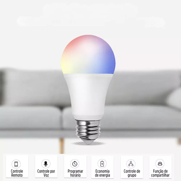 Lâmpada de LED RGB Inteligente E27 WIFI Alexa e Google Assistant