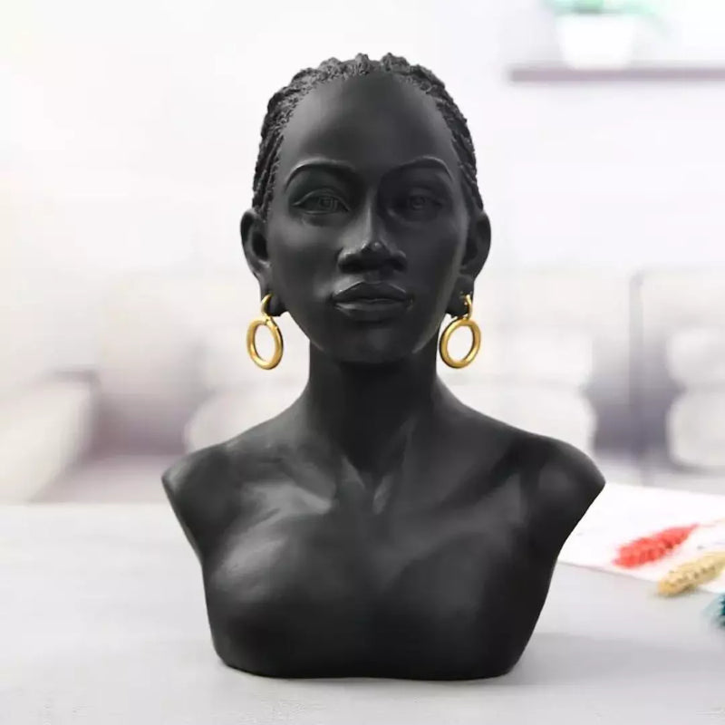 Busto Estatueta Mulher Africana Rastafari