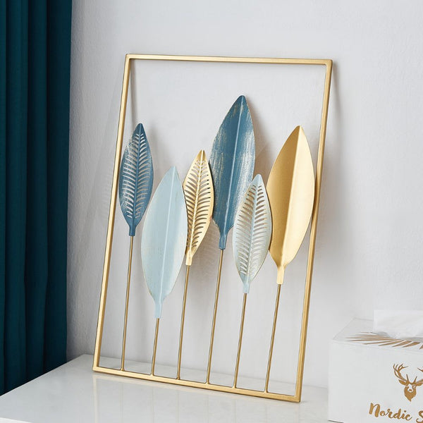 Quadro de Metal Vazado Decorativo Folhas e Caule