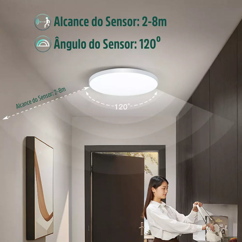 Luminária Plafon de LED com Sensor de Movimento