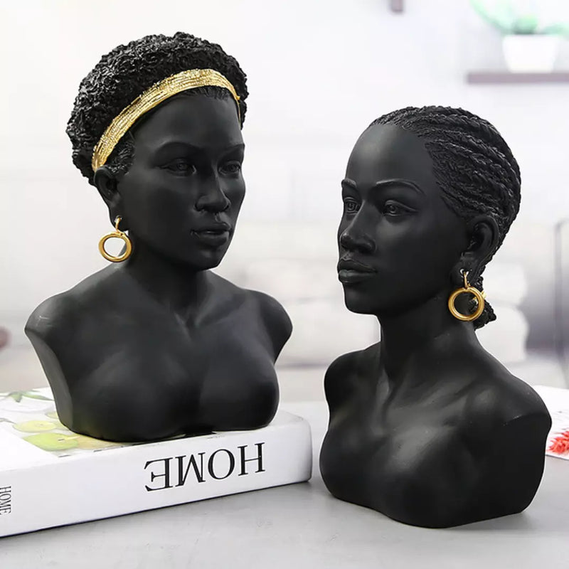 Busto Estatueta Mulher Africana Rastafari