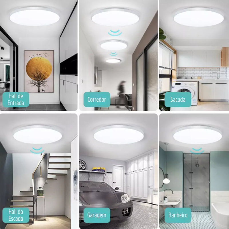 Luminária Plafon de LED com Sensor de Movimento