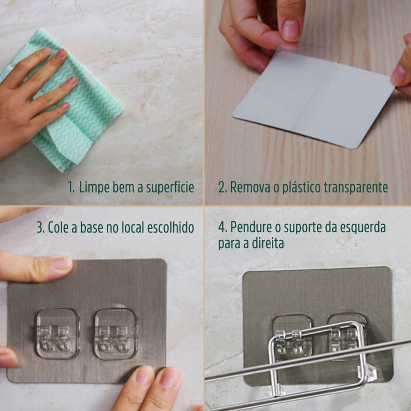 Suporte Papel Toalha Adesivo Sem Furos