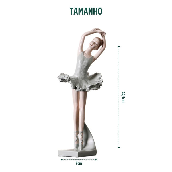 Escultura Adorno em Resina Bailarina Ponta dos Pés
