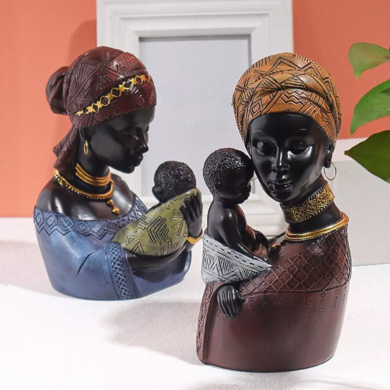 Escultura Busto Decorativo Beleza Africana Mãe Modelo 02