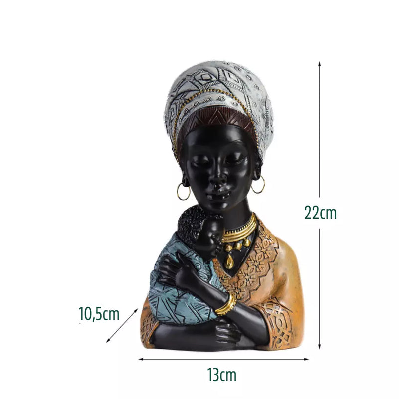 Escultura Busto Decorativo Beleza Africana Mãe Modelo 03