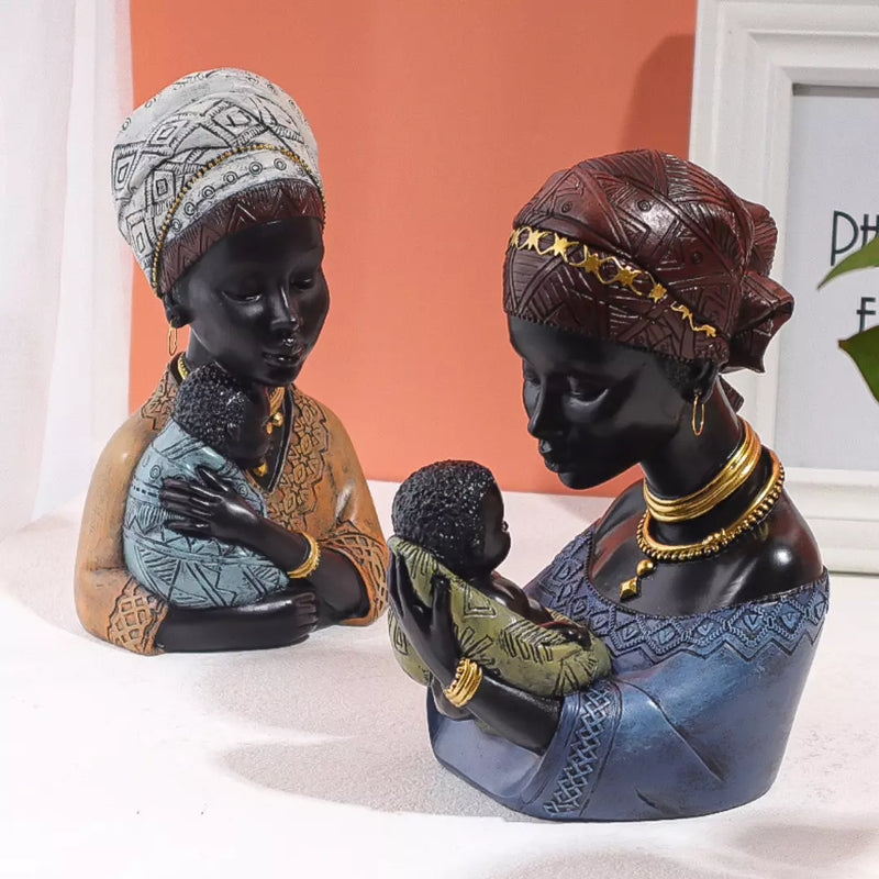 Escultura Busto Decorativo Beleza Africana Mãe Modelo 03