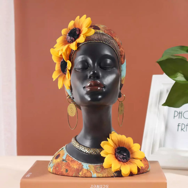 Escultura Busto Decorativo Beleza Mulher Africana Margarida