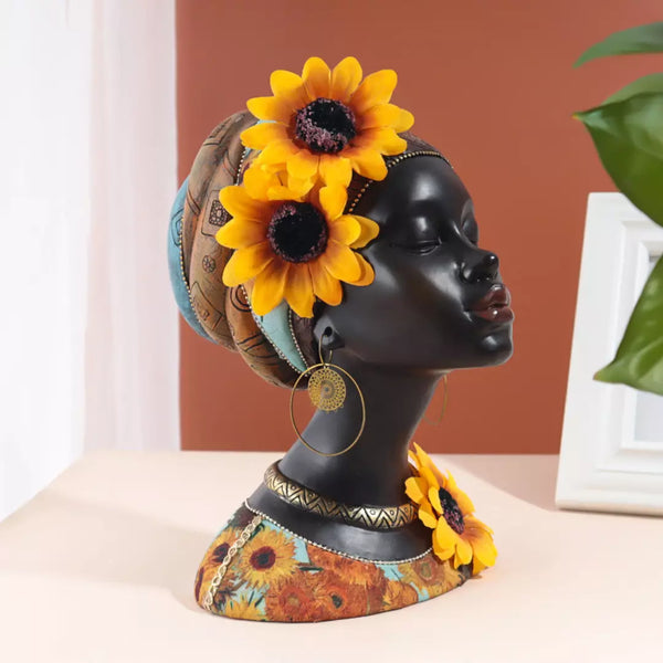 Escultura Busto Decorativo Beleza Mulher Africana Margarida