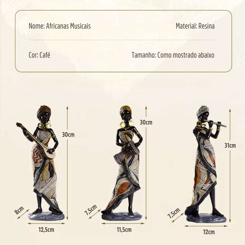 Estatuetas Decorativas Africanas Musicais