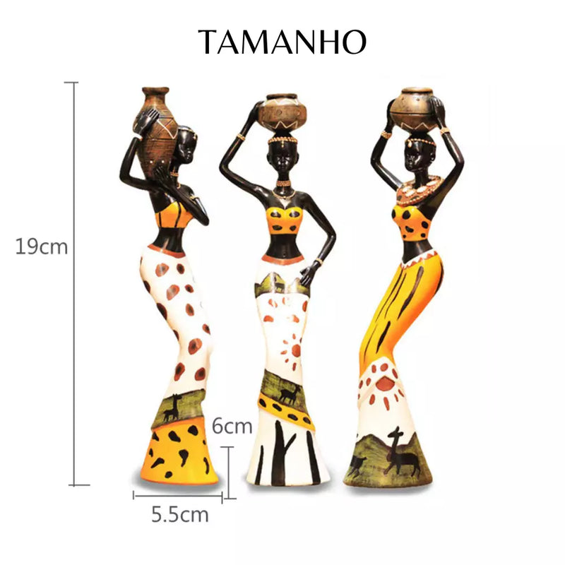Estatuetas Decorativa Trio Belezas Africanas