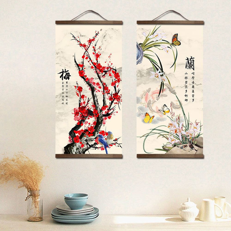 Tela Pôster Flores Orientais Arte Japonesa