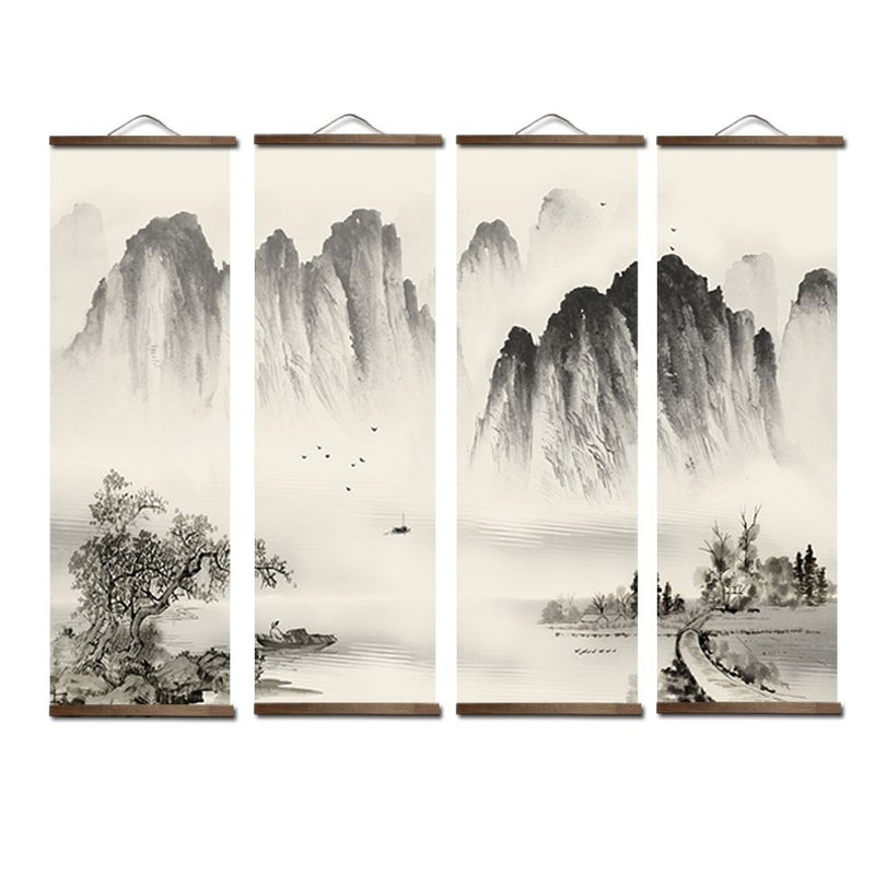 Tela Pôster Montanhas Arte Japonesa