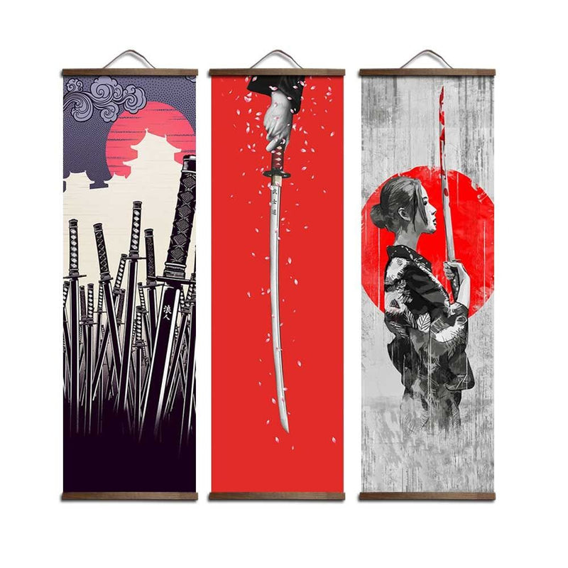 Telas Pôster Mulher Samurai Arte Japonesa