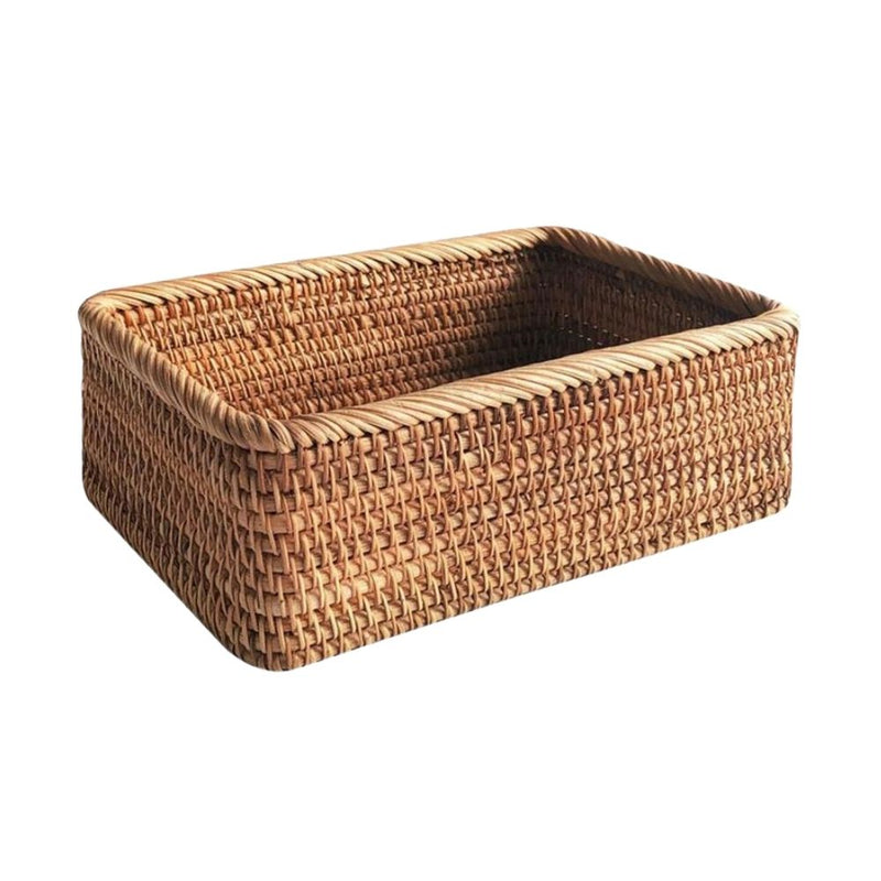 Cesta de Vime Feita a Mão Retangular