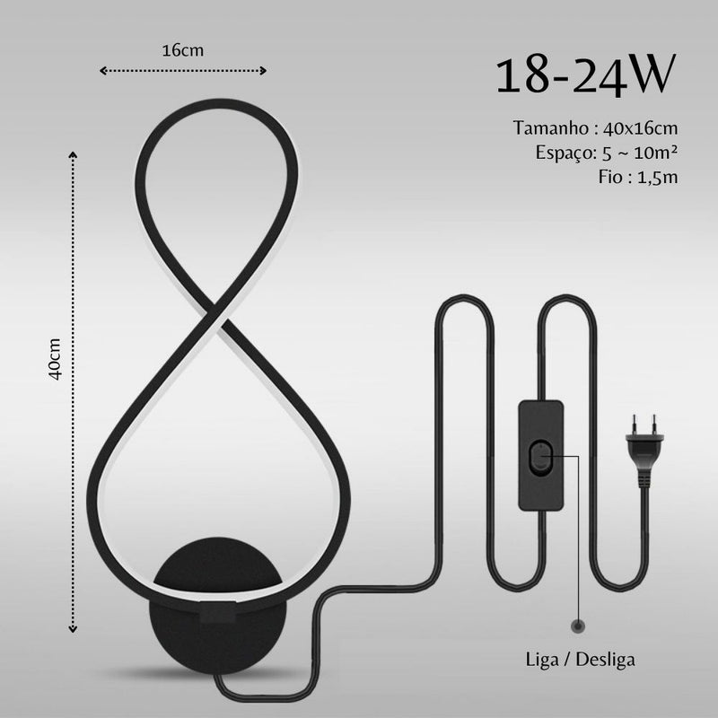 Arandela de Parede Infinita Minimalista Cozani