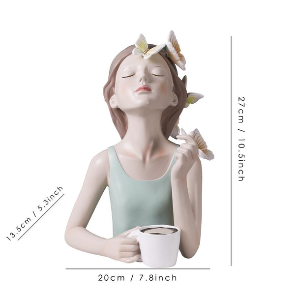 Estatuetas Decorativas Mika Butterfly Hora do Café 27CM
