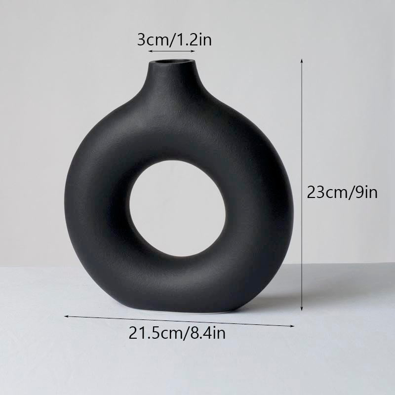 Vaso Cilíndrico Vazado de Cerâmica Preto